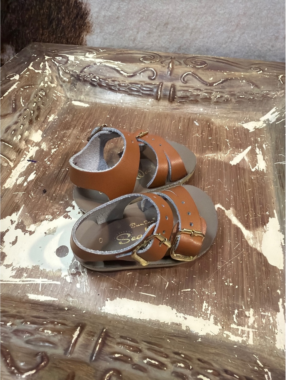 See Wee Baby/Toddler Brown Leather Sandals Size 0